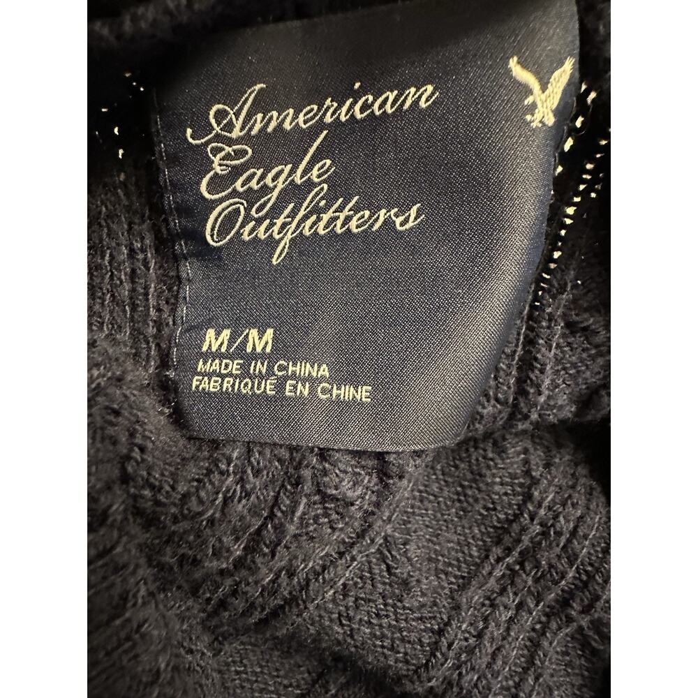 American Eagle Outfitters Women's Medium Cable Knit V-Neck Sweater Y2K Vintage - Picture 6 of 8